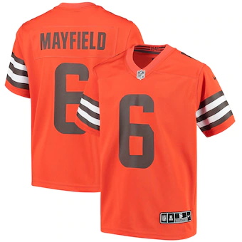 youth nike baker mayfield orange cleveland browns inverted 